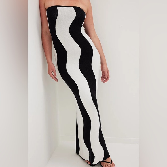 NA-KD Wavy Striped Knitted Maxi Dress - Picture 13 of 17